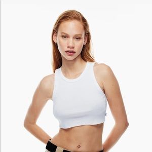 Aritzia TNA Ribbed Cropped Racer Tank - White
